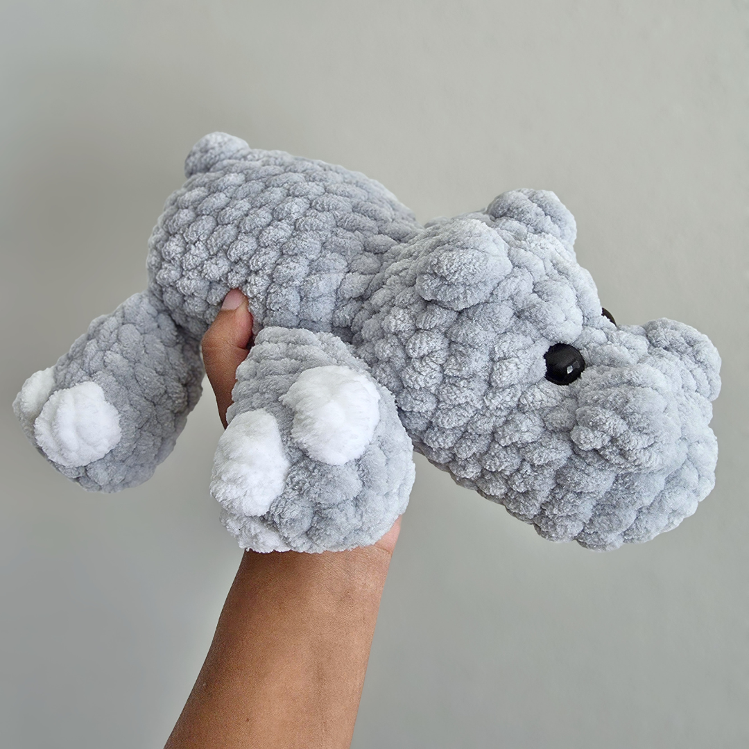 Hippo Plushie - Light Gray