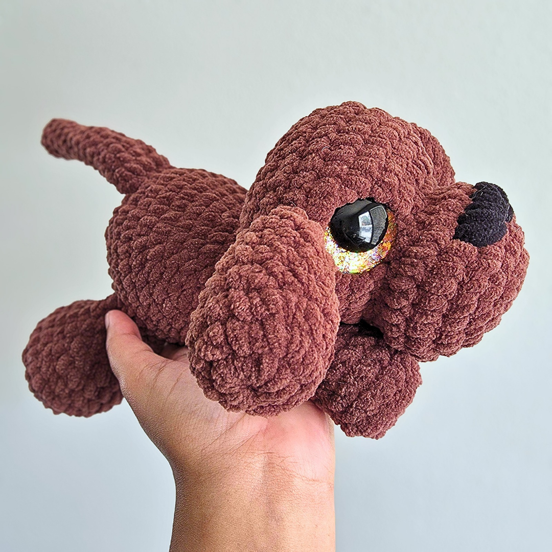 Small Crochet Dog Plushie - Chocolate