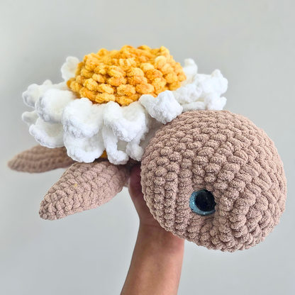 Flower Turtle Plushie - Daisy/Brown
