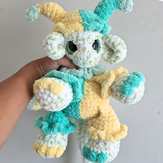 Jester Dragon Plushie - Green/Yellow