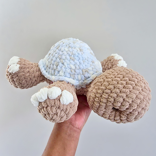 Large Turtle Plushie - Brown/Blue